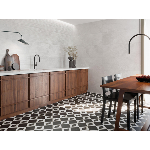 ÉCHANTILLON Terravito Rovella carreau mural et de sol - 40x120cm - rectifié - Aspect pierre naturelle - Blanc mat (blanc) SW1471549
