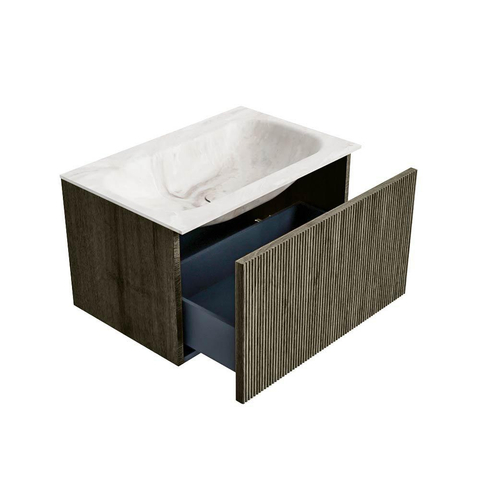 Mondiaz KURVE-DLUX Badkamermeubelset - 70x46x40cm - 1 lade - wastafel solid surface - midden - zonder kraangat - Shadow SW1414321
