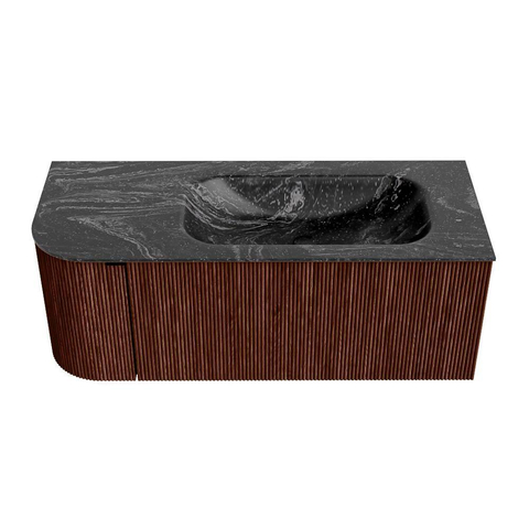 Mondiaz KURVE-DLUX Badkamermeubelset - 115x46x40cm - 1 lade - 1 deur - wastafel solid surface - rechts - 1 kraangat - Ruby SW1416035