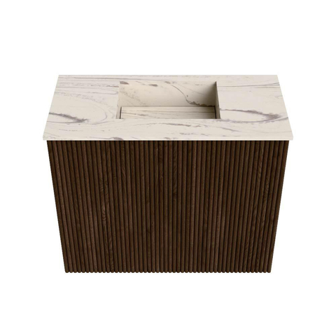 Mondiaz JOYA-DLUX 50cm meuble de toilette - couleur Walnut - Vasque FAYE position Milieu Sans trou de robinet couleur Nata. SW1424471