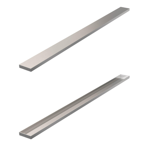 Brauer Grille d'insertion pour carrelage - 90x7x6.8cm - rebord de sol - réversible - Inox SW17970