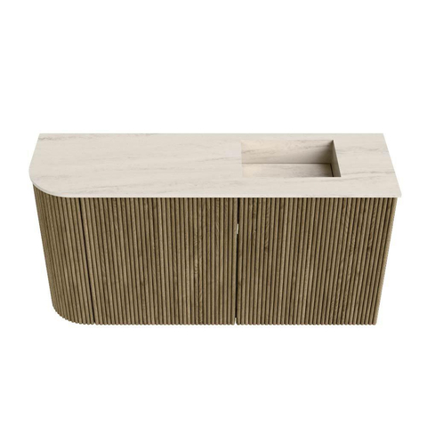 Mondiaz JOYA-DLUX Meuble de toilette 81,6 cm - arrondi gauche couleur Dusk - Vasque FAYE position droite Sans trou de robinet couleur Meli SW1425855