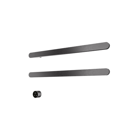 Hotbath &MORE Handdoekradiator - 80x38cm - soft square - 2 stangen - horizontaal - met schakelaar - PVD - geborsteld gunmetal (antraciet) SW1245807