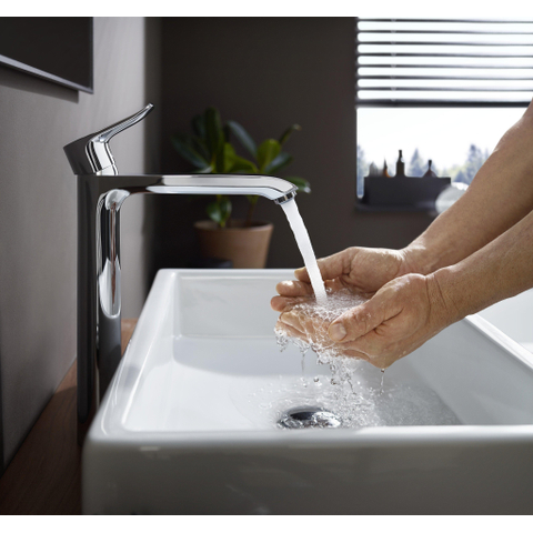 Hansgrohe Metris 1 greeps wastafelkraan - 260 met trekwaste - hoogglans chroom 0450908