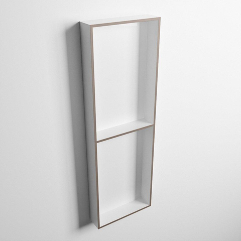Mondiaz Easy nis 29.5x149.5x8cm voor Inbouw/opbouw 2 open vakken Solid surface Talc/Smoke SW643847