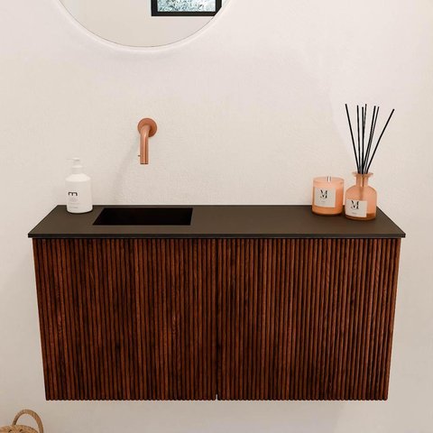 Mondiaz JOYA 80cm meuble de salle de bains WC - couleur Ruby - Lavabo FAYE position Gauche Sans trou de robinet couleur Urban. SW1421881