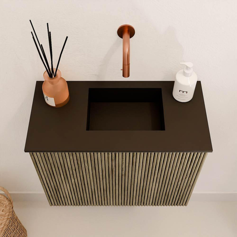 Mondiaz JOYA 50cm meuble de toilette - couleur Dusk - Vasque FAYE position Droite Sans trou de robinet couleur Urban SW1421653