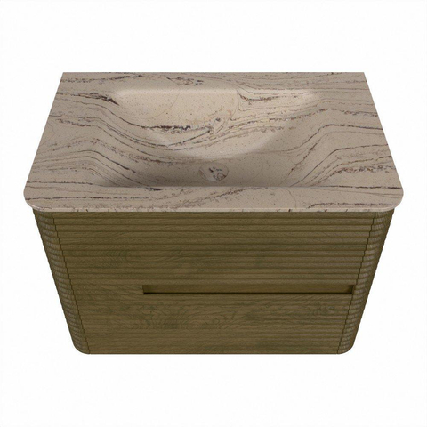 Mondiaz CIRO-DLUX Badkamermeubelset - 70x45x50cm - Solid surface wastafel Arena - 1 wasbak Midden - zonder kraangaten - 2 lades - Dusk SW1533461