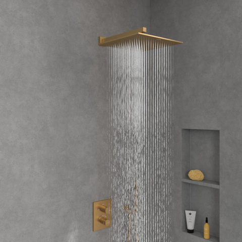 Villeroy & Boch Universal Showers regendouche - 35x35cm hoekig - Brushed Gold (goud) SW974340