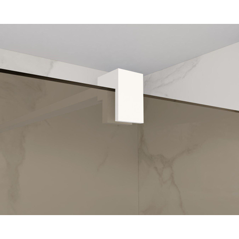 Fortifura Galeria Douche à l'italienne - 50x200cm - verre fumé - Blanc mat SW876886