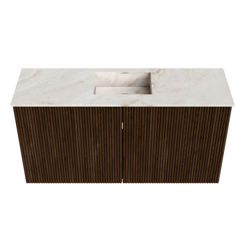 Mondiaz JOYA-DLUX 80cm toiletmeubel - kleur Walnut - Wastafel FAYE positie Midden Zonder kraangat kleur Frappe. SW1422283