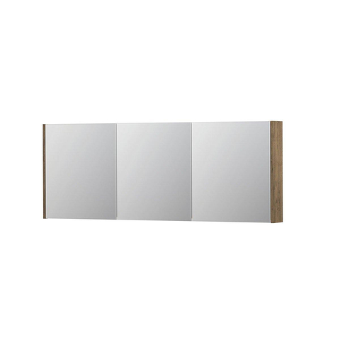 INK SPK1 spiegelkast – 160x60x14 cm – 3 deuren, dubbelzijdige spiegeldeuren – Naturel Eiken mat SW493904