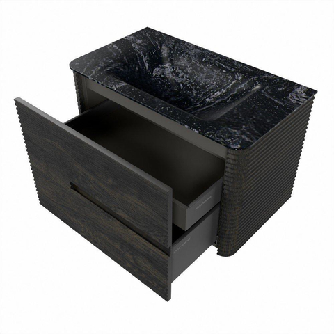 Mondiaz CIRO-DLUX Badkamermeubelset - 80x45x50cm - Solid surface wastafel Lava - 1 wasbak Midden - zonder kraangaten - 2 lades - Shadow SW1532256
