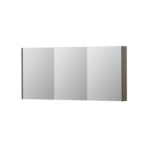 INK SPK2 Spiegelkast - 160x14x74cm - 3 deuren - dubbelzijdige Spiegel - schakelaar en stopcontact - MDF lak taupe mat SW440140