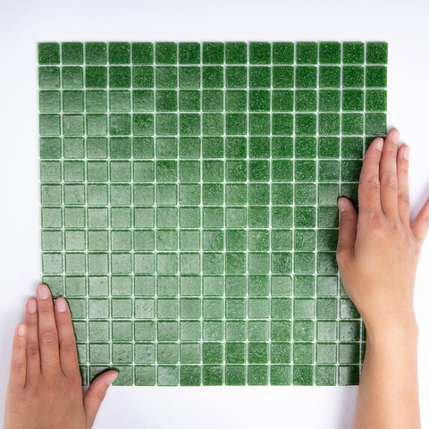 The Mosaic Factory Amsterdam mozaïektegel - 32.2x32.2cm - wand en vloertegel - Vierkant - Glas Dark Green Mat SW62104