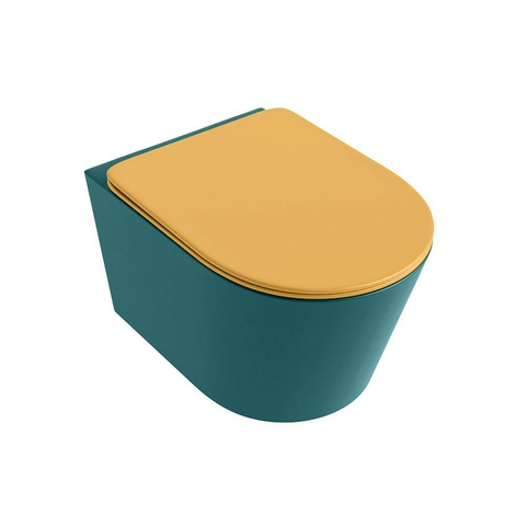 Mondiaz LAVIE hangtoilet – spoelrandloos – 36 x 53 cm – met softclose zitting – Smag (groen), zitting Ocher (geel) SW1208784