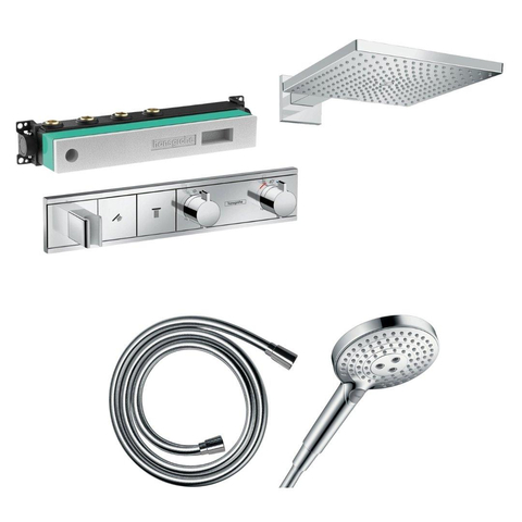 Hansgrohe Raindance e Doucheset - inbouwdeel - doucheslang - hoofddouche - douchearm - douchekraan - inbouwdeel douchekraan - hoogglans chroom SW1208486