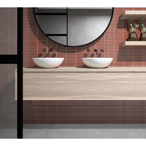 The Mosaic Factory Sevilla mozaïektegel - 30x30cm - 8mm - rechthoek - glans terra red (rood) SW397942