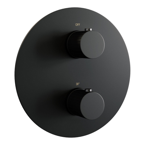 BRAUER Stripe Thermostatische Inbouw Regendouche - 3-weg - rond - SET 43 - 25cm douchekop - rechte muurarm - staaf handdouche - doucheslang - geïntegreerde glijstang - mat zwart SW1435175