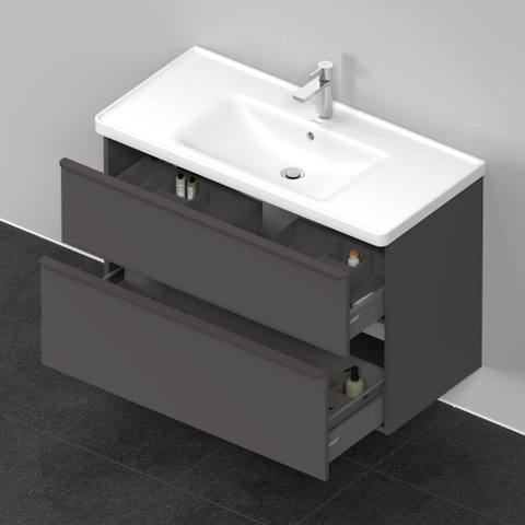 Duravit D-neo Meubelset - met wastafelonderbouwkast - met 2 laden - met softclose - 100x20x48cm - inclusief wastafel - mat grafiet (grijs) SW642051