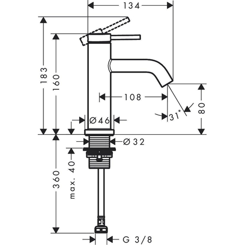 Hansgrohe Tecturis s Fonteinkraan - 80 met rechte greep - voor koud water of vooraf ingestelde watertemperatuur - zonder waste - geborsteld brons SW918543