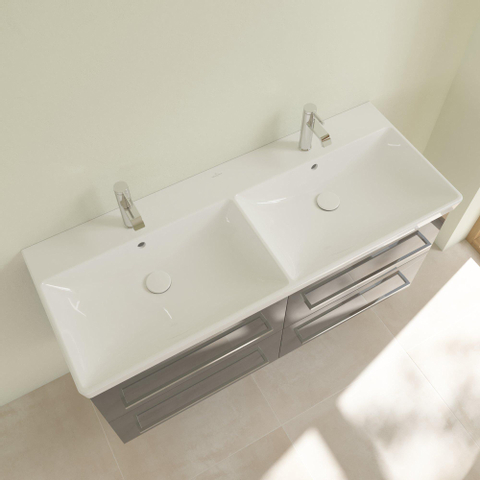 Villeroy & Boch Avento dubbele meubelwastafel - 120x47cm - 2 kraangaten - met overloop - White Alpine (glans wit) SW209499