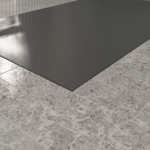 Villeroy & Boch Ecora douchebak - 150x90x3.5cm - afvoer korte zijde - anthracite (antraciet) SW1558924