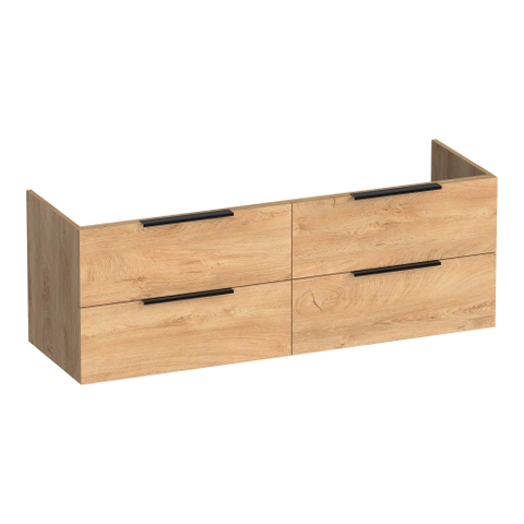 BRAUER Elevate meuble sous-lavabo 140 sans poignées posées 4 tiroirs à fermeture en douceur et 2 découpes pour siphon - Forest Tan SW1200097