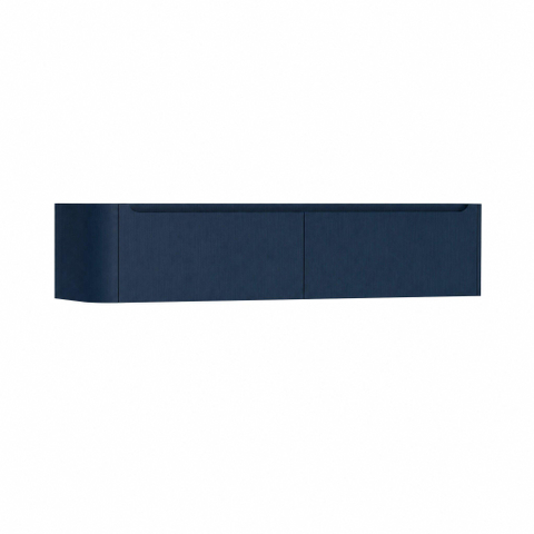 H&R Badmeubelen Juice Wastafelonderkast - 180x45x40cm - linkerhoek afgerond - 2 lades - geïntegreerde greep - blue oak SW1110665