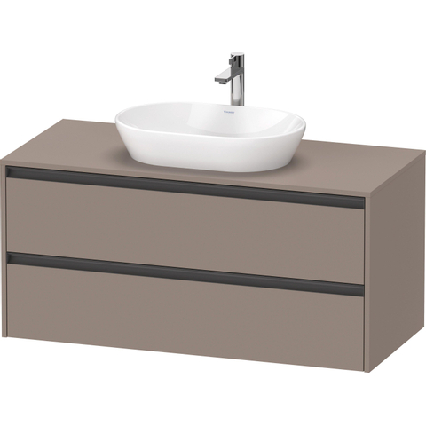 Duravit Ketho.2 Wastafelonderbouwkast - inclusief consoleplaat - met 2 laden - 120x55x56.8cm - met handgrepen antraciet - basalt mat SW771984