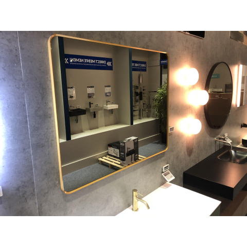 Royal plaza Intent spiegel rechthoekig ronde hoeken 80x80 mat goud SHOWROOMMODEL SHOW25857