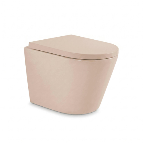 QeramiQ Dely WC suspendu - 36.3x51.7cm - à fond creux - sans bride - avec abattant 35mm softclose - beige SW1030607