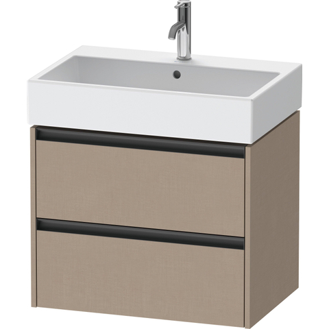 Duravit Ketho.2 Wastafelonderbouwkast - met 2 laden - 68.4x46x54.9cm - met grepen antraciet - linnen mat SW773091