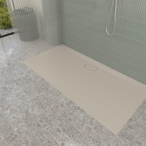 Villeroy & Boch Ecora douchebak - 160x80x3.5cm - afvoer lange zijde - almond (beige) SW1558960