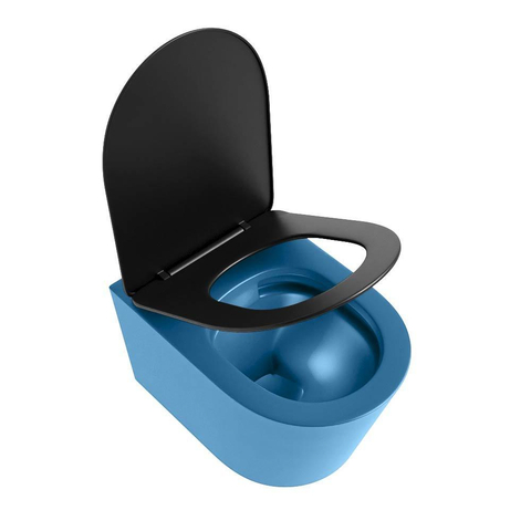 Mondiaz LAVIE hangtoilet – spoelrandloos – 36 x 53 cm – met softclose zitting – Jeans (blauw), zitting Urban (zwart) SW1208743