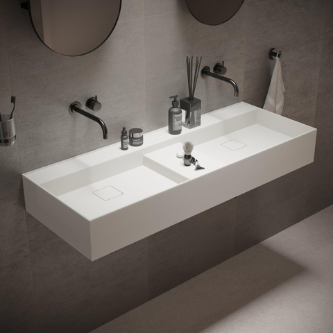 Ideavit SolidBliss Wastafel 120x45x16cm 0 kraangaten Solid surface mat wit SW420099