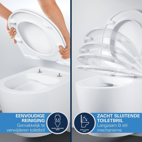 GROHE Solido Start Round toiletset diepspoel - rimless - GROHE Solido inbouwreservoir - softclose toiletzitting - bedieningsplaat chroom SW1244472