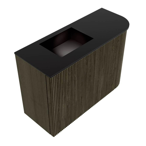 Mondiaz JOYA 61.6cm meuble de toilette - arrondi droit couleur Shadow - Vasque FAYE position Gauche Sans trou de robinet couleur Urban. SW1421521