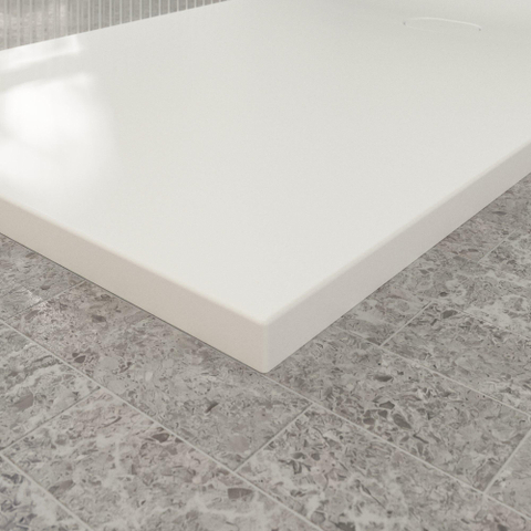 Villeroy & Boch Ecora douchebak - 160x100x4.5cm - afvoer korte zijde - stone white (wit) SW1558962