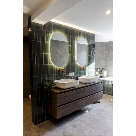 Saniclass Shine miroir – ovale – 50 x 80 cm – LED indirecte tout autour – température de couleur réglable, à intensité variable – Verre SW1152326
