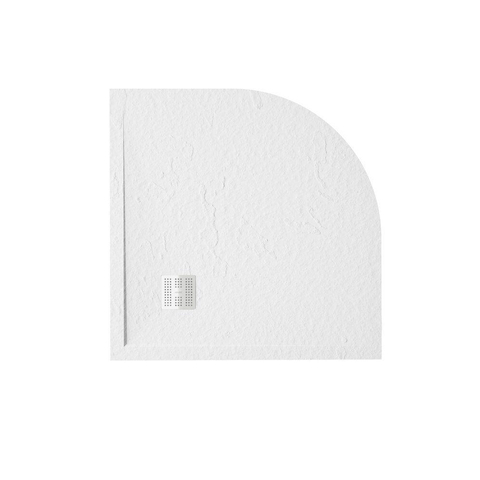 FugaFlow Eccelente Anto receveur de douche - 100x100cm - antidérapant - antibactérien - marbre minéral - quart de cercle - blanc mat SW1450327