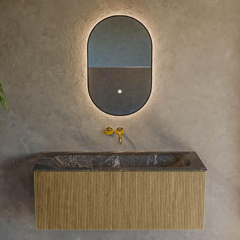 Mondiaz KURVE-DLUX Ensemble de meuble de salle de bain - 110x46x40cm - 1 tiroir - vasque solid surface - centre - sans trou de robinet - Dusk SW1415269