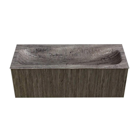 MONDIAZ KURVE-DLUX Meuble de salle de bains 120cm couleur Shadow avec 1 tiroir et 0 porte. Lavabo BIG LARGE Central 1 trou de robinet Oza. SW1432919