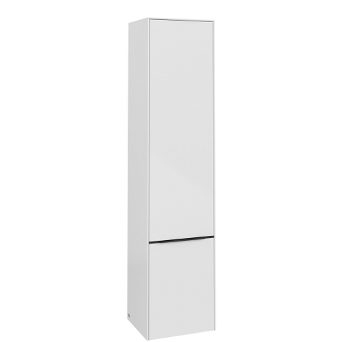 Villeroy & Boch Subway 3.0 badkamerkast - 40x35x170cm - met 2 rechtsdraaiende - softclose deuren - opbouw - met Volcano Black greep - spaanplaat - Brilliant White (wit) SW706802