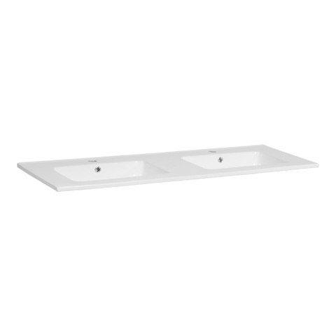 Brauer Starfall lavabo - 120x46x2cm - carré - à poser - double vasque - 2 trous - blanc SW6702