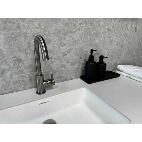 ÉCHANTILLON Terravito Mareno Carreau mural et de sol - 60x60cm - 9.5mm - Carré - rectifié - Terrazzo - Gris mat SW736057
