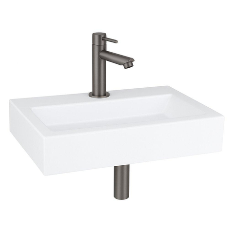 QeramiQ Fuente pack lave-mains – 38 x 24 x 7 cm – perçage central – robinet gunmetal – sans cadre SW1111477