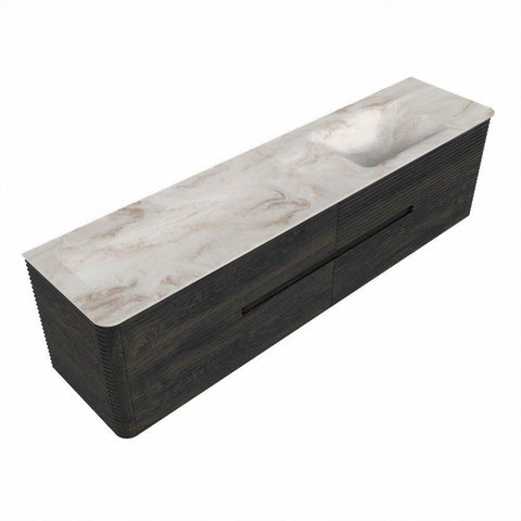 Mondiaz CIRO-DLUX Ensemble de meuble de salle de bains - 190x45x50cm - lavabo solid surface Frappe - 1 vasque à droite - 1 trou de robinet - 4 tiroirs - Shadow SW1532178