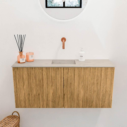 Mondiaz JOYA-DLUX 90cm toiletmeubel - kleur Oak - Wastafel FAYE positie Midden Zonder kraangat kleur Opalo. SW1422169