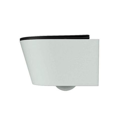 Mondiaz LAVIE hangtoilet – spoelrandloos – 36 x 53 cm – met softclose zitting – Greey (lichtgroen/grijs), zitting Urban (zwart) SW1208742